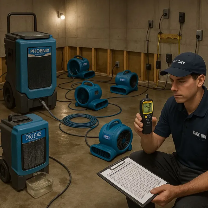 Structural Drying and Dehumidification process in Agoura Hills, CA